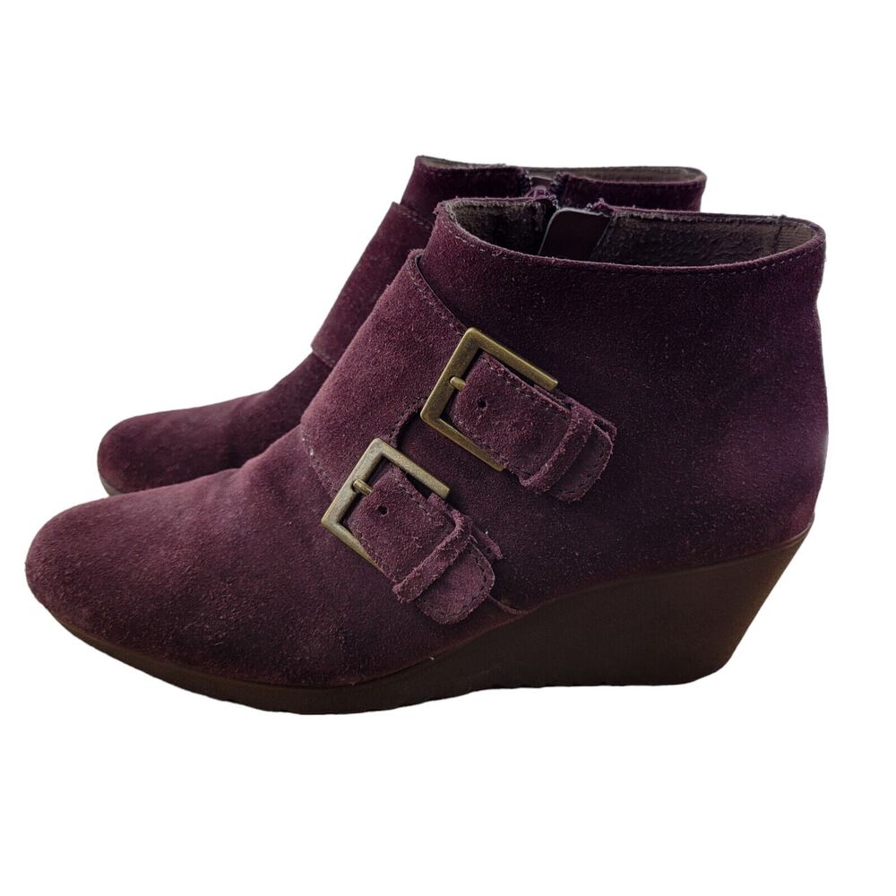 Munro Drew Wedge‎ Heel Ankle Boots Womens Size 6 Dark Purple Suede 2.25" Heel - Picture 5 of 9